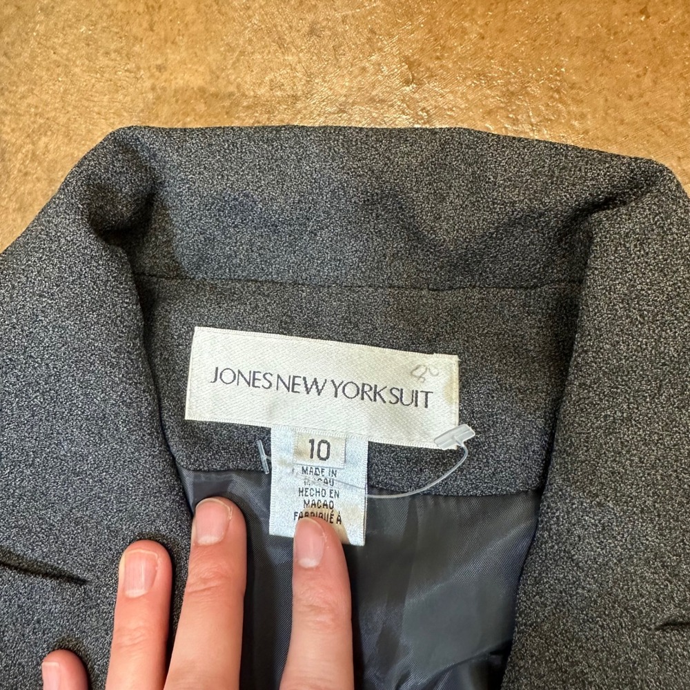 Jones New York Suit Blazer Career Office Button Front Gray Size 10 - Picture 2 of 5